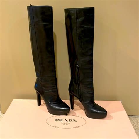 Prada Embossed Calzature Donna Leather Boots 